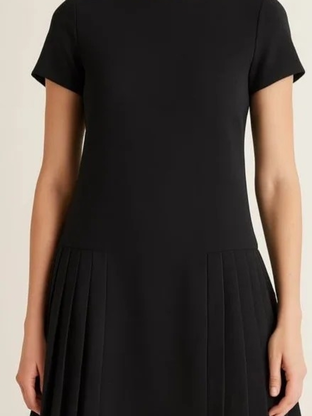 Zara Black Short-Sleeve Pleated Mini Dress